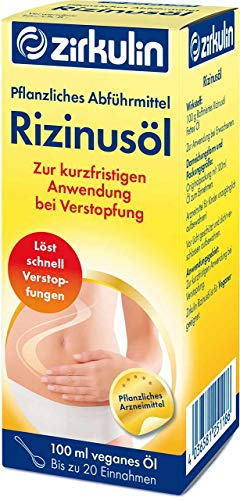 Zirkulin Raffiniertes Rizinusöl, pflanzliches Abführmittel zur kurzfristigen Anwendung bei Verstopfung, Lösung innerhalb weniger Stunden, geschmacksneutral und vegan, 1 x 100 ml Öl