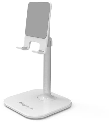 digipower höhenverstellbarer Handy Ständer, Tablet Ständer, Tablet und Smartphone Halterung für Modelle mit bis zu 25cm Diagonale weiß