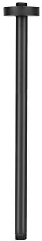 NearMoon Deckenmontierter Duscharm mit Flansch und Teflonband, Universalanschluss 1/2 NPT gerader runder Duscharm für festen Regenduschkopf, verdickter Edelstahl (matt-schwarz-40,6 cm)