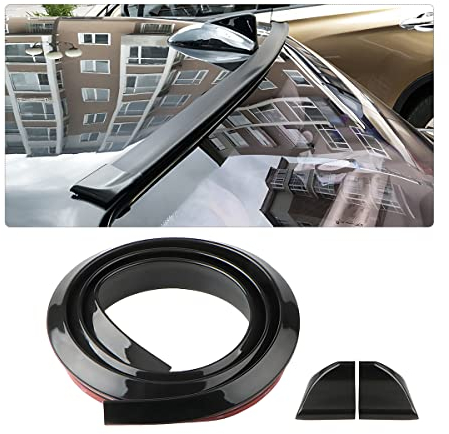 JNNJ Carbon Fiber Soft Rubber Car Rear Roof Trunk Spoilers Wing Lip Sticker, Waterproof Rubber Car Rear Spoiler, Rear Spoiler Carbon Fibre, Rears Trunk Lid Spoiler for Cars Trucks SUV(Bright-Black)