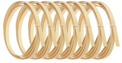 PATIKIL Bamboo Strips for Weaving 7/16 x 10 Ft, 7 Pack Thin Flat Wicker Rattan Cane Reed for Making Basket Webbing DIY Crafts, Natural Color