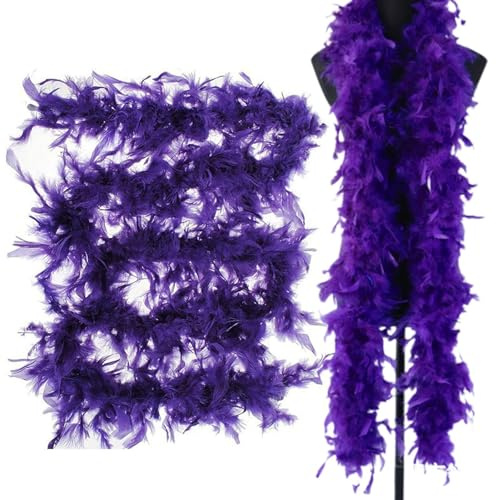 Lila fjäderboa – 2 meter lång fjäderboa för kvinnor för pyssel, fluffig fjäderboa, kostym tillbehör för flickor, jul, karneval, dans, bröllopsfest