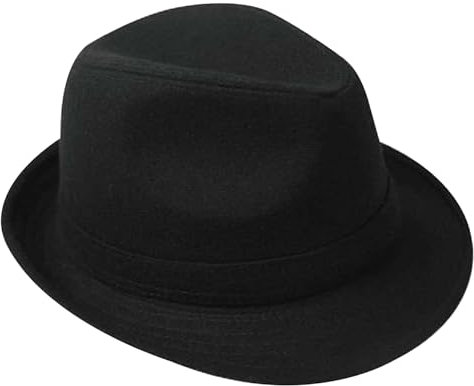 Hemore Herren, 20er Unisex Fedora Hut, Wolle fühlten britische Britische Hut, ungezwungene Jazzkappe, Schwarz für Männer (schwarz)