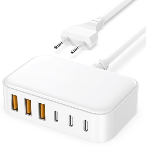 Cargador USB C Rapida Multiple - 100W en Total 6 Puertos Enchufe con 3 Tipo C 3 USB A Estacion de Carga US𝖡 Charger for iPhone 16/15/14/13/12/11/SE/X/8/7/6 Serie, Pad, Tablet Kalerop