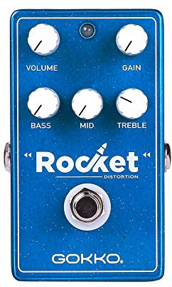 GOKKO ROCKET DISTORTION GK-45 – mångsidig distorsionspedal med bred range-gain och 3-band-EQ – äkta bypass-design