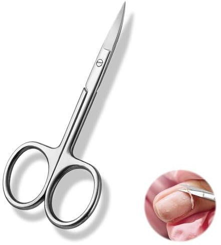 Fingernagelschere,Nagelschere mit Gebogener Spitze,Edelstahl Präzision Nagelhautschere,Nail Scissors,Nagelschere Linkshänder,Für Schneiden Sie Alternde Nagelhaut oder Gesichtshaare(10x5cm)
