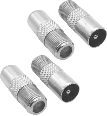 AKSIQIOL 4-Pack TV Aerial Coaxial F-Connectors, Satellite to RF Coax Male Adapter for TV Antenna, Sky, Satellite Systems