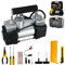 Digital 12V Luftkompressor,Digital Kompressoren Reifen Inflator,Luftpumpe Elektrisch Luftkompressor,Doppelzylinder Hochleistungs-Reifenpumpe,Luftpumpe Kompressoren mit Reifenreparaturset für Auto