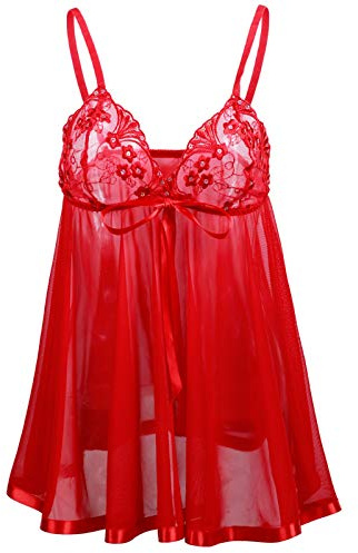 Robe Sexy Femme Érotique Hot Dessous Corset Ensemble Porte Jarretelle Body Ouvert À l'entrejambe Femme avec Entrejambe Ouvert Tenu Sexy Tenu Dentelle Soutien-Gorge Et Culotte (Red, XXXL)