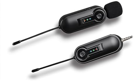 TFixol Microphone filaire UHF à clipser - Transmission efficace de 50 m - Batterie intégrée - Prise TRRS de 3,5 mm avec adaptateur TRS de 6,35 mm - Pour téléphone, ordinateur, Vlog, vidéo, streaming