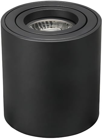 Round Black Surface Mount Ceiling Light Frame, LED Spotlight Housing, GU10 Downlight Housing, 3.15in(80mm) Diameter, 3.35in(85mm) Height, 30° Adjustable, Surface Installation, Bulb Not Included