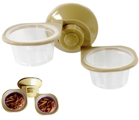 Bol de Nourriture à Ventouse pour Reptile,Bol d'eau à Ventouse pour Reptile | Mangeoire Gecko à Double Bol - Tasse d'alimentation pour Reptiles, Bol de Nourriture et d'eau pour Reptiles, de nourri