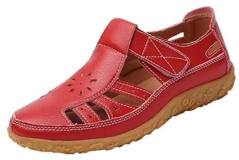 Sandaler med stängd tå för kvinnor 2025 sommar bekväma platta sandaler med avslappnade ihåliga platta skor bred bredd trendiga sandaler finskor dam korksandaler storlek 8
