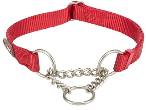 TRIXIE Premium, Collare semi-strozzato per cani, Rosso, Taglia S-M, 30-40 cm/ 15 mm