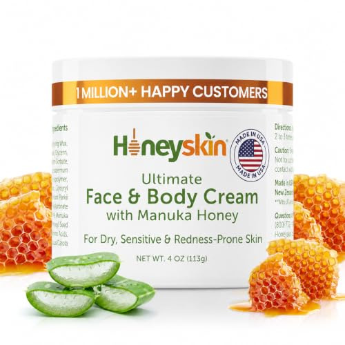Hydrating Face Moisturizer & Body Cream with Manuka Honey Cream - Organic Face Moisturizer with Honey for Extremely Dry Skin - for Dry & Itchy Skin, Rosacea & Eczema Prone Skin 4oz