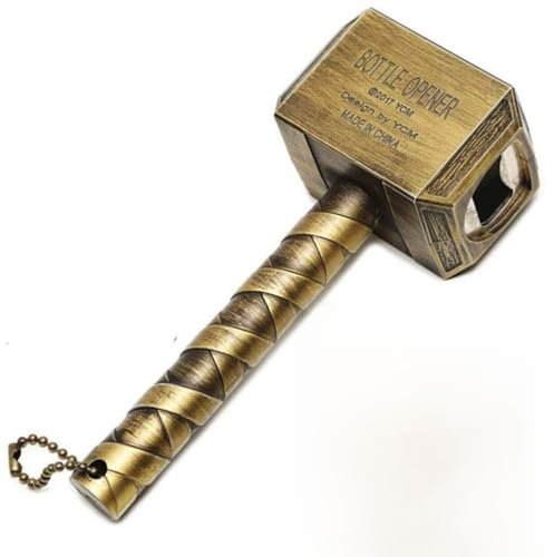 Thor Hammer Bottle Opener Beer Bottle Opener with Magnet, Creative 3D Bottle Opener with Magnetic Design for Fridge, Vintage Bottle Opener for Beer Lovers (Gold)