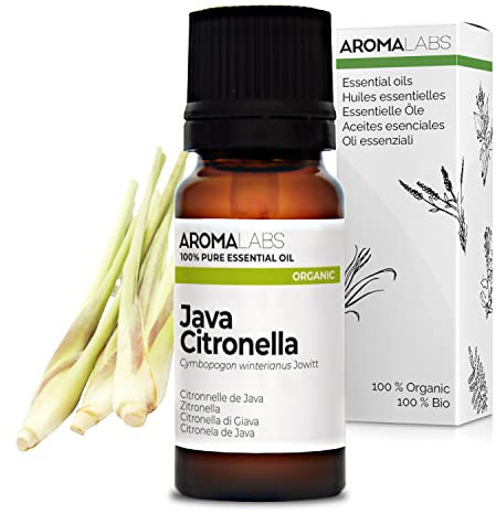 Citronella di Giava BIO (Cymbopogon winterianus) - 10 mL - Olio Essenziale Chemiotipizzato e Certificato AB - Aroma Labs - Made in France
