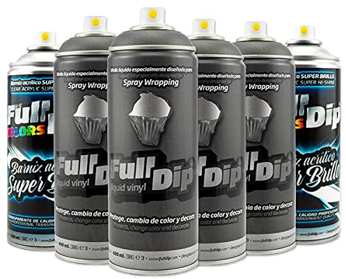 AutoFullCar - Pack Sprays Full Dip Negro Metalizado Super Brillo Vinilo líquido | FullDip
