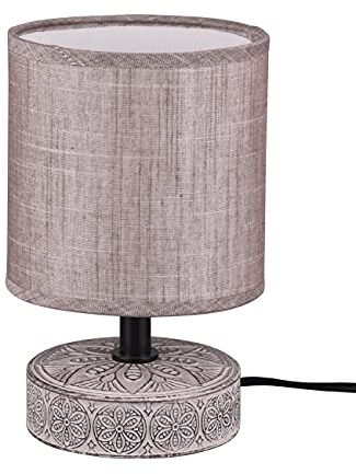 Reality Leuchten Tischleuchte Marie R50980126, Keramik Braun, Stoffschirm Braun, exkl. 1x E14