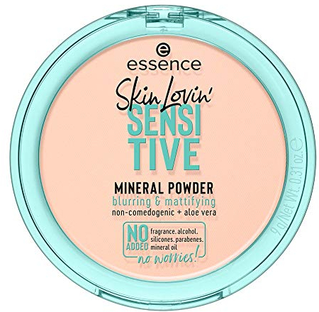 essence cosmetics Skin Lovin' SENSITIVE MINERAL POWDER, Puder, Nr. 01 Translucent, nude, beruhigend, fixierend, mattierend, pflegend, matt, natürlich, transluzent, vegan, Nanopartikel frei (9g)
