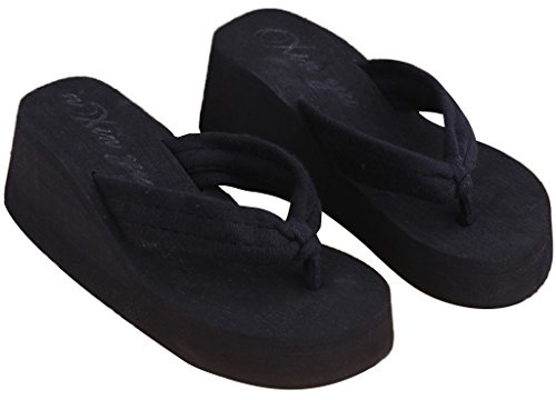 Ocobudbxw été Doux Femmes Sandales compensées String Tongs Plate-Forme Pantoufles Plage