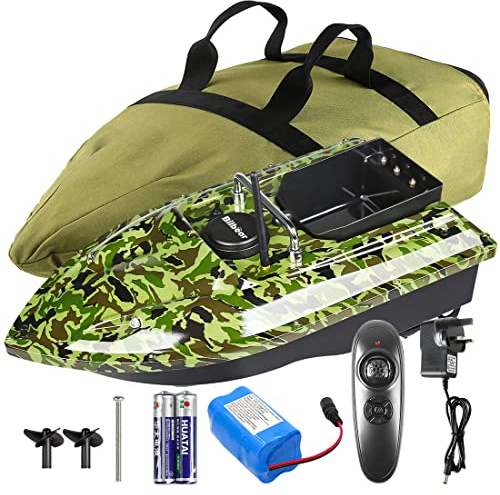Amorceur télécommandé 500M Bateau d'appât sans fil Double Moteurs avec Sac à Main (Camouflage)