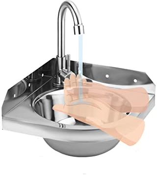 Edelstahl-Wandwaschbecken, Kleines Eckwaschbecken, Dreieckiges Waschbecken, Platzsparend Für Küche, Wohnmobil, Badezimmer, Öffentliche Orte (Farbe : Silver, Größe : A1)