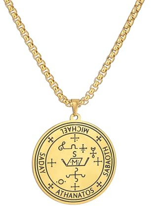 VASSAGO Seal of Archangel Michael Necklace Protective Talisman Pendant Guardian Angel Sigil Medallion Spiritual Protection Amulets for Men Women (gold)