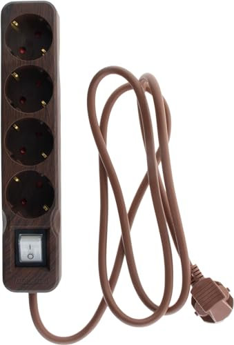 Zenitech Base multipla 4 prese Schuko 16A con interruttore Marrone