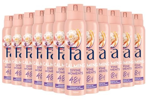 FA Deodorantspray Divine Moments (12 x 150 ml), deodorant med doften av vild kameliablomma, vegansk formel, stoppar bakterier, deodorantskydd utan aluminiumsalter