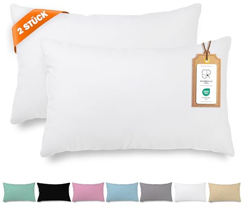 Veluna Home Kissenbezug 40x60cm - 100% Baumwolle(2er-Set) - Weiß - Dicht gewebt mit 57 Fäden/cm² - Kopfkissenbezug - Oeko Tex Zertifiziert - Renforcé Kissenhülle für Kissen mit Reißverschluss