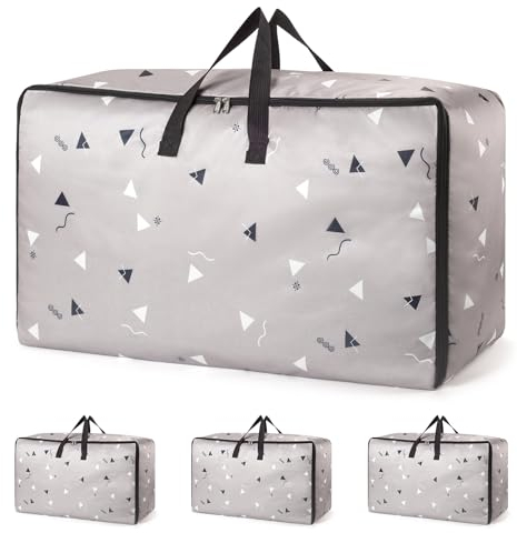 4 Pack Large Heavy Duty Storage Boxes with Lids Zips Wardrobe Strong Moving Boxes Laundry Bags Clothes Storage Organiser for House