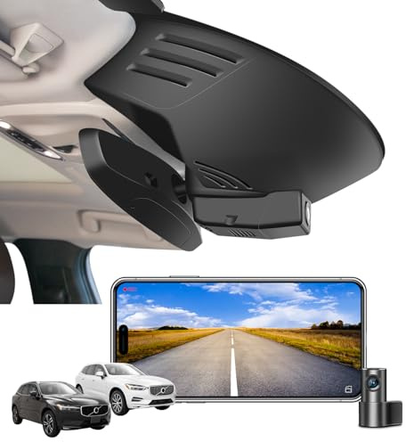 MANGOAL 4K+1080P Dash Cam Fram och Bak,Integrerat OEM-utseende Dashcam, Anpassad för Volvo XC60 2018 2019 2020 2021(Modell C), T5 T6, Loopinspelning,G-Sensor,WiFi & App,Lätt att installera,128 GB kort