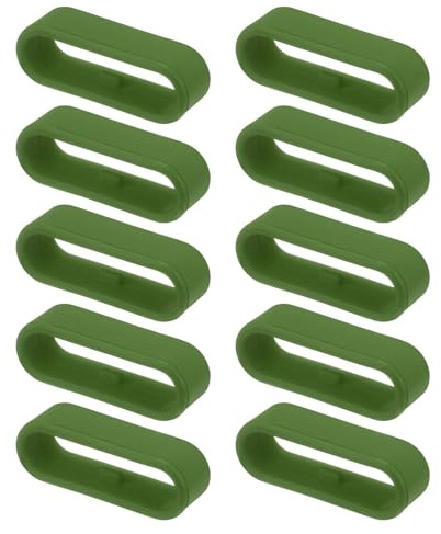 QUARKZMAN 10pcs Lazos de Correa de Reloj Silicona 22mm Ancho Verde Militar | Anillos de Sujeción de Repuesto