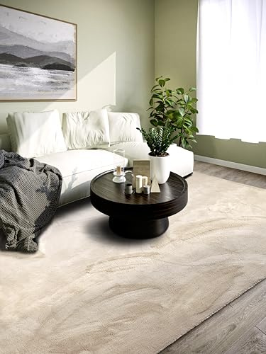 Villeroy & Boch Shaggy Teppich Leon - Flauschiger Hochflor Wohnzimmerteppich - Einfarbig Weich Pflegeleicht Langflor für Wohnzimmer Esszimmer, Schlafzimmer, Kunderzimmer - Creme, 120x170 cm