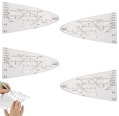 UYVPAER 4 Stück Parabelschablone, Parabelschablone Mathe, Schablone Einheitsparabel, Normalparabel Schablone Für Studenten, Designer Und Büroangestellte