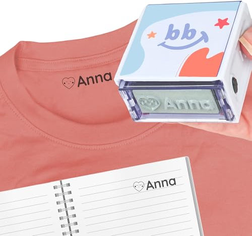 StiKiddo® Namensstempel für Kinder - Für Textil, Kleidung und Papier - Personalisierter und waschmaschinenfester Textilstempel für Kindergarten und Schule