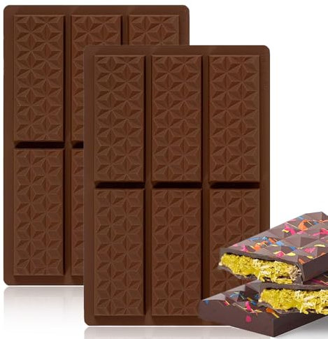 Pack of 2 Chocolate Moulds Silicone Deep, Chocolate Mould Dubai Chocolate, Reusable Chocolate Mould, Non-Stick Coating Chocolate Mould Chocolate for Chocolate Praline Baking Moulds