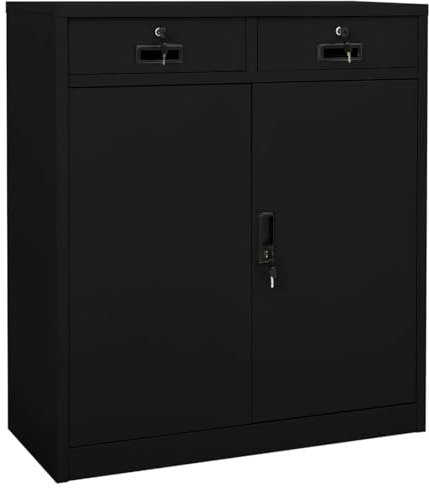 Xichuzi Armario de Oficina, Armario Multiusos, Armario Herramientas, Armario Garaje, Armario Archivador, Armario Taller, Armario Estanteria, de Acero Negro 90x40x102 cm