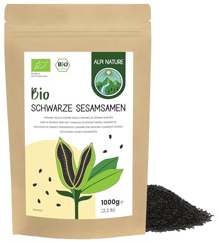 Alpi Nature Graines de Sesame Noir BIO 1kg, Bio Sesame Noir pour la Cuisine et la Pâtisserie