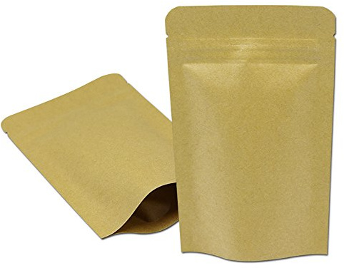 WACCOMT Pack Sacchetti in carta kraft, in mylar, per foglie di tè sfusi, spessore 5,91 mm, con chiusura a cerniera, foderati in alluminio, richiudibili, per conservare alimenti, con tacca (50, 13 x 21