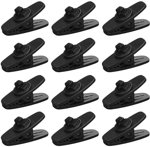 12 Pezzi Clip per Cavi Auricolari Ruotabile a 360°, Clip per Cavo Auricolare Piccolo, Clip per Cavo per Microfono, Morsetto per Filo Cuffie, Clip di Montaggio per Cuffie Cablate, Headset Cable Clips