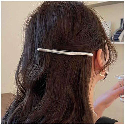 Cybche Simples Pinzas De Pelo De Metal De Plata Pasadores De Pelo Clip Curvado Pasador De Pelo Largo Barclips Pasador De Pelo De Metal Decorativo Accesorios Para El Cabello Joyas Para Las(silver1)