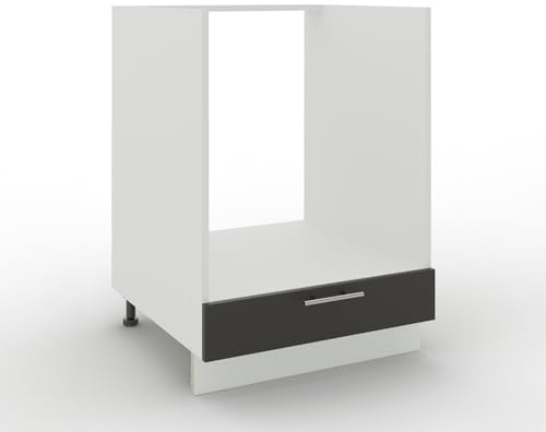 JD Greta Adjustable Kitchen Base Unit - 600mm - Oven Base Cabinet with Drawer (No Worktop) - Dark Grey Matt
