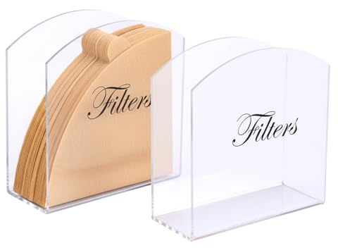 2Pack Coffee Filter Holder,Transparent U Coffee Filter Storage,Acrylic Coffee Filter Container Holders for Counter V60 Coffee Filters,Fan-Shaped,T-Shaped,Square-Shaped Over Paper Filters