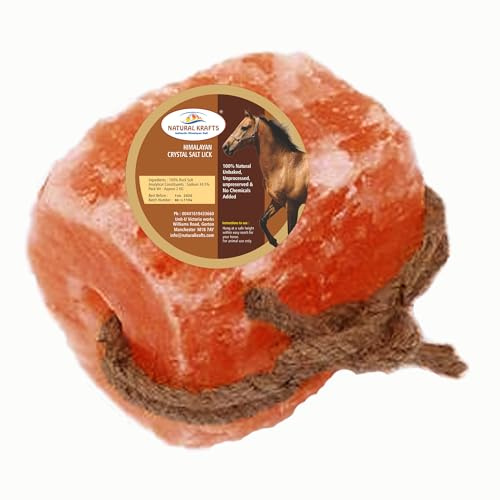 Himalayan Pink Salt Lick 1KG with Rope – Natural Mineral Block for Horses, Cows, Goats, and Livestock from Punjab, Pakistan