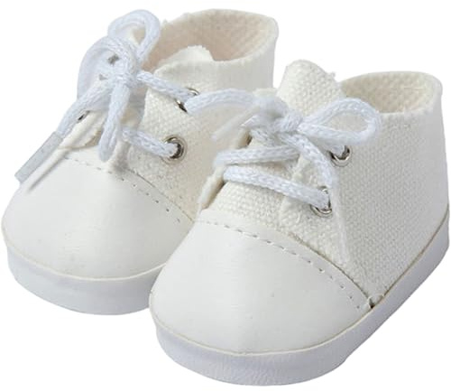 Chaussures de poupée de 18 Pouces 1 Paire Chaussures poupée en Tissu Blanc pour poupées 18 Pouces avec Lacets Accessoires décoratifs conviviaux à Faire soi-même pour Faire Semblant Jouer