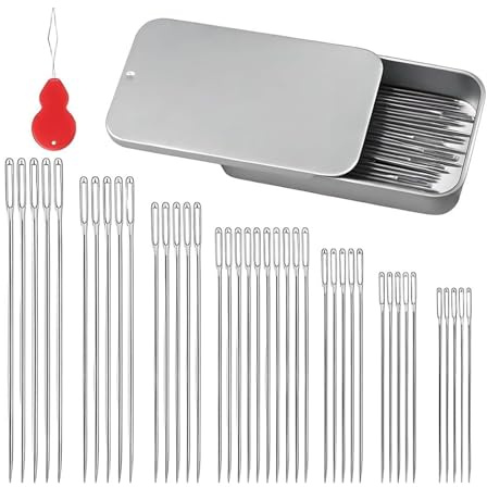 Agujas De Coser De Acero Inoxidable, 40 Piezas De Suministros De Herramientas De Costura Con Enhebrador, Agujas para Tejer, para Acolchado Tejido Ganchillo Enhebrado Manualidades Hogar Estudio Tapicer