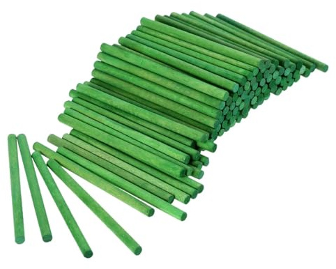 En trästång 200 st flerfärgade träräknepinnar, matematikundervisningshjälpmedel, inlärningsverktyg, konstleksak, 68x4mm(Green)