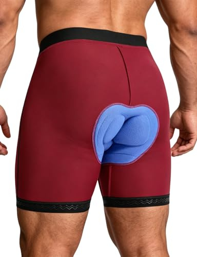 baleaf Men's 4D Padded Bike Shorts Cycling Underwear with Anti-Slip Leg Grips MTB Liner for Bicycle Biking Riding Red M